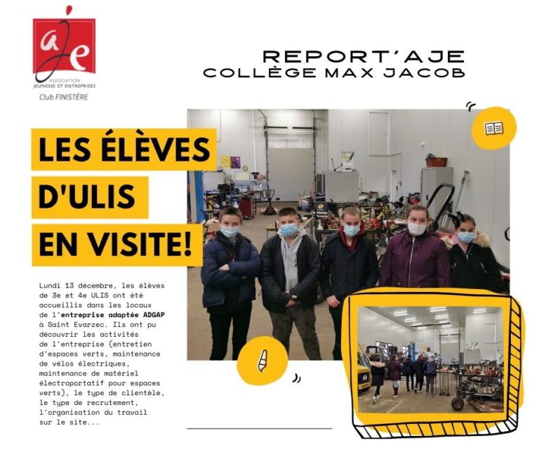 Les élèves d’ULIS visitent une entreprise adaptée à Saint Evarzec grâce à AJE 29