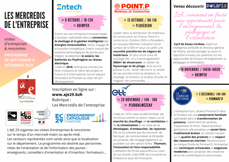 Lire la suite à propos de l’article Programme des Mercredis de l’entreprise 2025 (septembre-décembre)